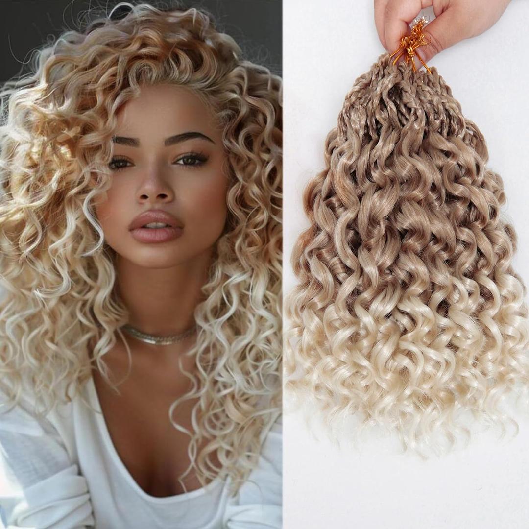 8 Packs Gogo Curl Crochet Hair 14 Inch Pre Looped Ocean Wave Hair Short Curly Bob Synthetic Hair Extensions Water Wave Crochet Braids Hair for Black Women (27/613)