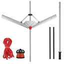 UBALANCE Weed Cutter for Lake Pond, Aquatic Weed Rake, Throwable Water Plant Cutting Tool Sharp V Blade with Cover, 37" Cut Width, 63" Long Handle, 30FT Rope