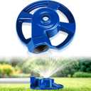 Domensi 1 Pack Cast Iron Circular Spot Sprinkler Reliable Metal American Threaded Joints Water Sprinkler for Lawn Garden Yard Irrigation System, Blue
