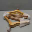 Smartor Wooden Hangers 10 Pack, Solid Wood Coat Hanger for Closet, Heavy Duty Wood Hangers for Suits, Shirts, Dresses, with 360 Rose Gold Hook, Non Slip Pant Bar, Natural