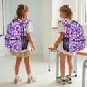 Kids Backpack with Lunch Box Set, 3-in-1 Geometric School Bag for Girls & Boys, Lightweight Waterproof for Elementary Middle School Students