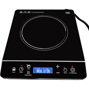 OMEO Portable Induction Cooktop Hot Plate Countertop Burner 1800 Watts Induction Burner with LCD Sensor Touch, LED Display, 10 Temperature Levels, Child Safety Lock, Auto Shutoff Function