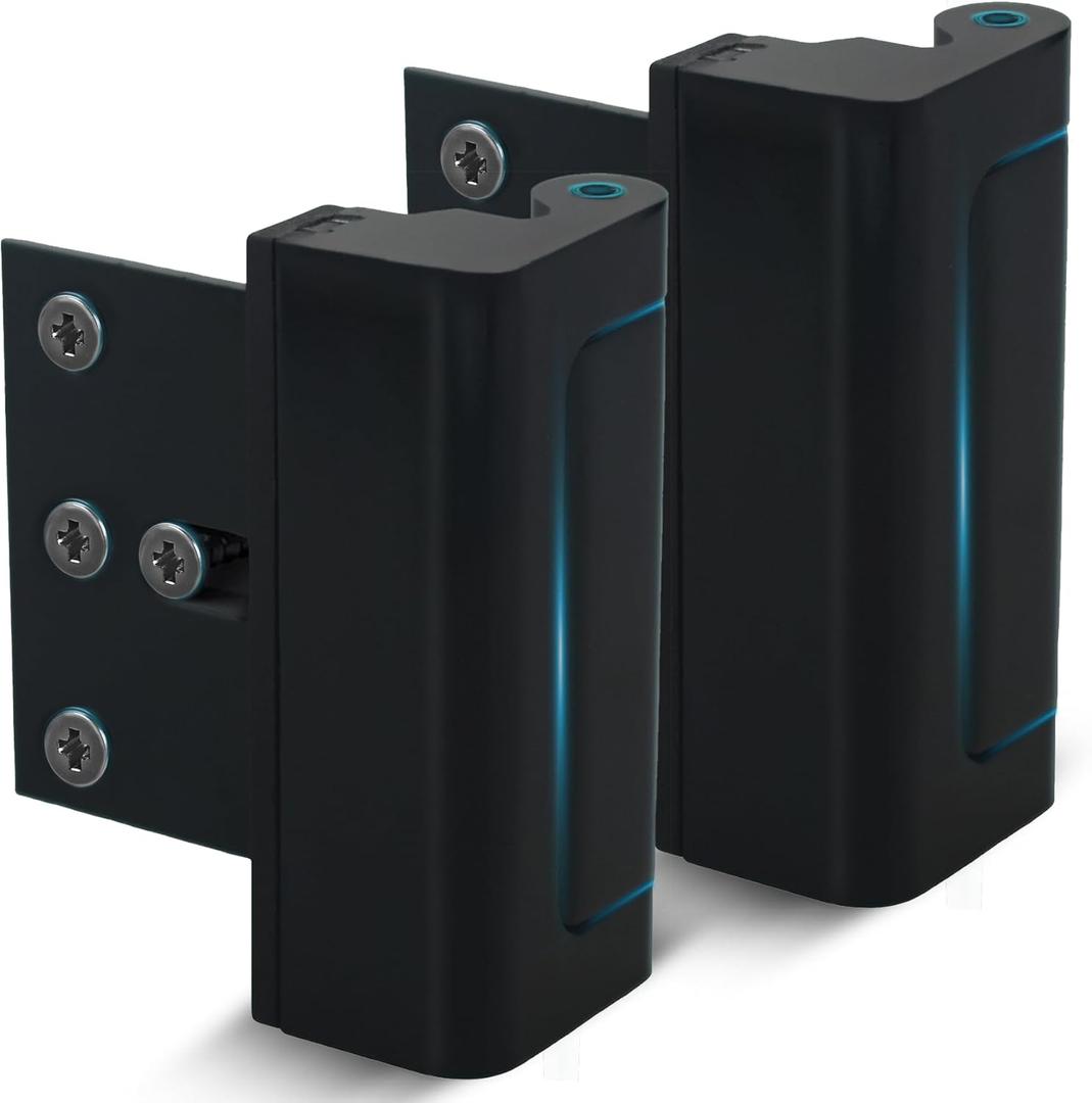 Dwell+Good Door Locks (2-Pack) - Easy To Install Aluminum Home Security Door Locks for Front Door - Child Proof Door Lock for Kids Safety - Withstand 800 lb of Force & Tamper Proof Top Door Lock Latch (Black)