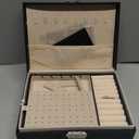 Jewelry Boxes for Women Girls 2 Layers leather Jewelry Organizer Case with Lock Storage Box Removable Tray for Necklace Earring Ring with Polishing Cloth and Jewelry Bags (Black)