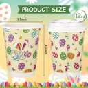 80 Pack Easter Disposable Coffee Cups with Lids 12oz Hot Cold Easter Egg Bunny Paper Drinking Cups for Spring Party Supplies