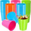 Yungyan 50 Pack 16oz Stadium Cups Reusable Plastic Cups Blank Drink Tumblers for Parties, Events, DIY Projects, 4.5 x 3.54 x 2.72 Inch (Bright Colors)