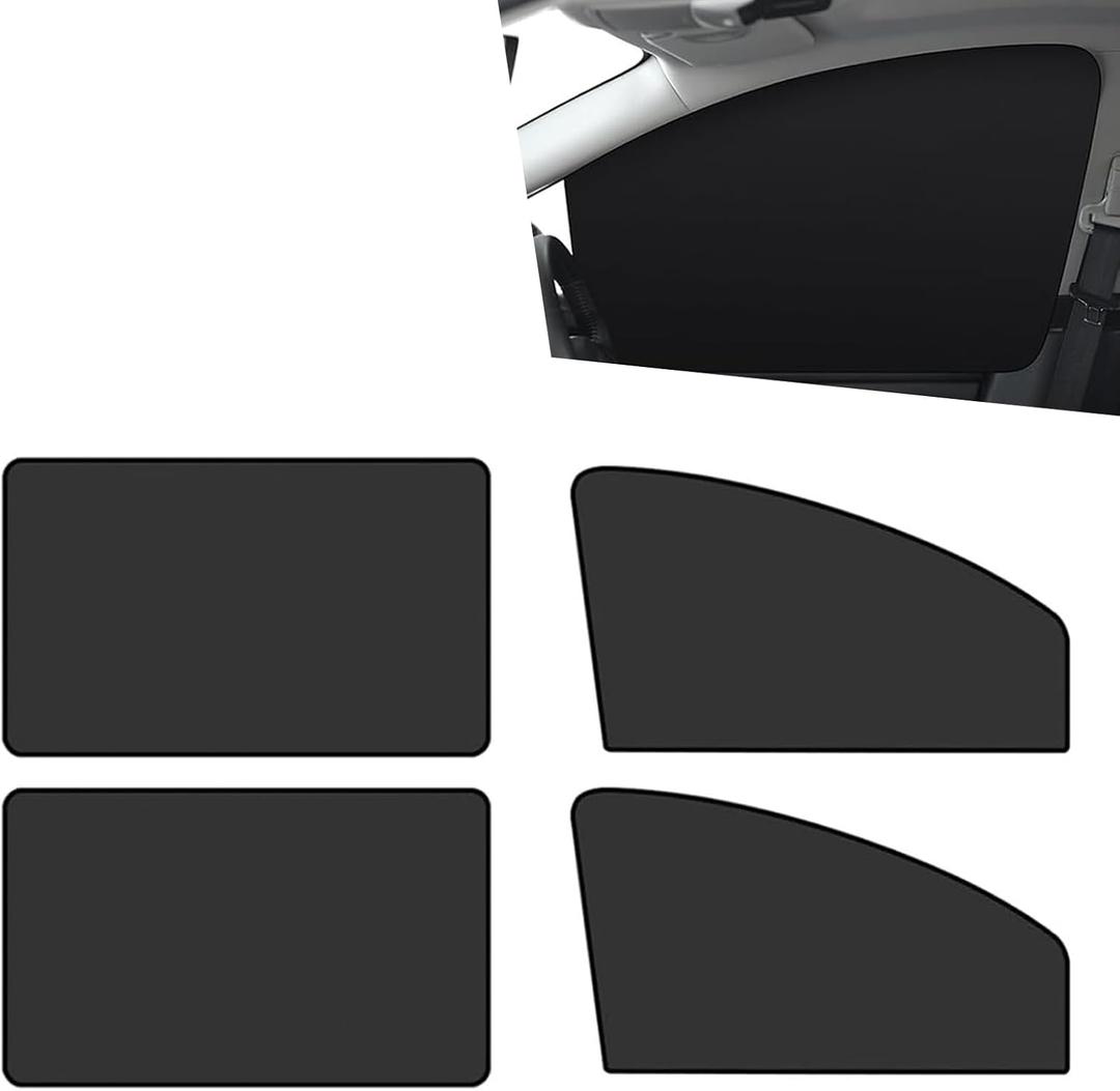 Downhill 4 PCS Car Side Window Sun Shades, Sun Protection Breathable Privacy Protection Car Window Sun Shades, Heat Insulation Magnetic Suction Installation Protector, for Most Cars SUV Camper (Black)