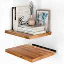 BATODA 16” x 12” Acacia Deep Floating Shelves, Large Extra Wooden Floating Shelves for Wall - Floating Book Shelves, Floating Shelf for Bedroom, Bathroom - Wall Decor Living Room (Hardware Included)