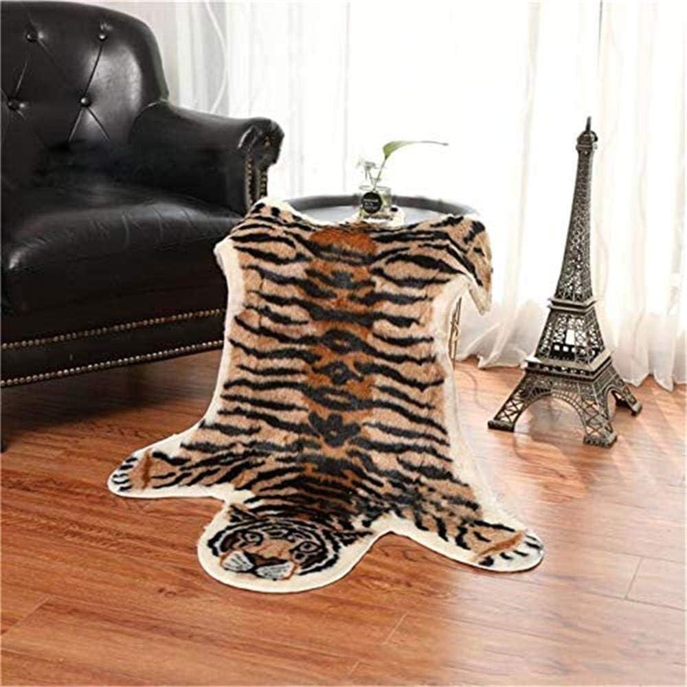 Tiger Printed Skin Area Rug,Faux Fur Rug Area Artificial Carpet,Simulation Cowhide, Cow Hide Mat Rug Animal Print Hide Faux Carpet 31.5x41.3inch
