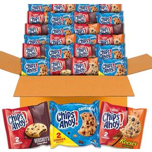 CHIPS AHOY! Cookies Variety Pack, Original Chocolate Chip, Chewy Chocolate Chip with Reese's Peanut Butter Cups & Chewy Hershey's Fudge Filled Soft Cookies, 50 Snack Packs Exp. 14/FEB/2026