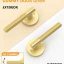 Asidrama 8 Pack Brushed Gold Dummy Door Handles, Non-Turning Decorative Door Lever with Door Knobs for Closet, French Double Doors, Pantry & Interior Push/Pull Use 07