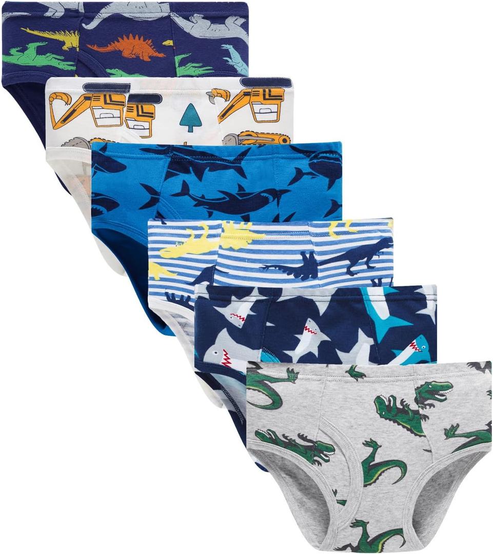 Boboking 100% Cotton Little Boys Briefs Soft Dinosaur Truck Toddler Underwear 12Y
