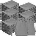 Sweetude 100 Pieces Valentine's Day Velvet Drawstring Bags Jewelry Pouches Bulk 2.76 x 3.54 Inches Wedding Mini Gift Bags for Party Favors(Gray)