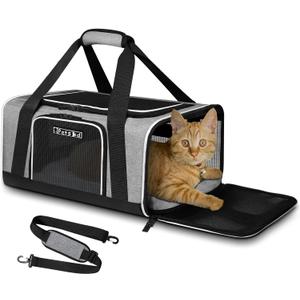 Petskd Pet Carrier 17x12x8.5 JetBlue Allegiant Airline Approved,Pet Travel Carrier Bag for Small Cats and Dogs, Soft Dog Carrier for 1-8 LBS Pets,Dog Cat Carrier with Safety Lock Zipper(Grey)