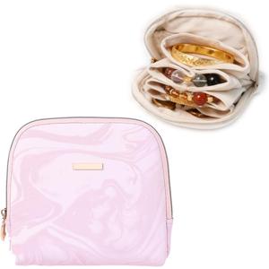 E-Tree Small Travel Jewelry Case, Women Jewelry Pouch for Traveling, Mini Organizer Storage Bag with Zipper for Bracelet Rings Earring Necklaces  (Pink)