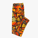 Lularoe Tall Curvy (TC fits Sizes 12-18) Monarch Butterfly Black Orange Red Yellow Buttery Soft Adult Leggings, Pack Of 3