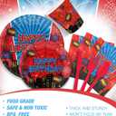 Cartoon Spider Birthday Party Supplies for Kids Child Themed Birthday PartyRed Blue Superhero Theme Party Decorations Disposable Tableware Set With Plates, Cups, Napkins & Cutlery for 24 Guests