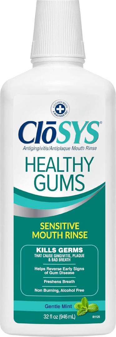 CloSYS Healthy Gums Mouthwash 32 Fl Oz, Anti-Gingivitis Mouthwash
Antiplaque, Non-Burning, Non-Irritating