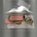 Soft TPU & Leather Key Fob Cover Compatible with Kia Sportage Stinger Telluride Carnival Cadenza Forte K5 Niro Rio Seltos Soul, with Keychain & Metal Blessing Tag (5 Button Pink)