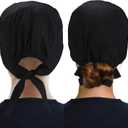 ABAMERICA Working Caps with Button and Sweatband, Adjustable Working Hats for Women Men, One Size(Tie Back or Toggle) (Black)