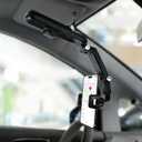 Sun Visor Phone Holder, 360 Rotatable and Extendable Car Phone Holder, 1080 Multifunction Rear View Mirror Mobile Mount Hands-FreeCompatible with Most Smartphones (Grey)