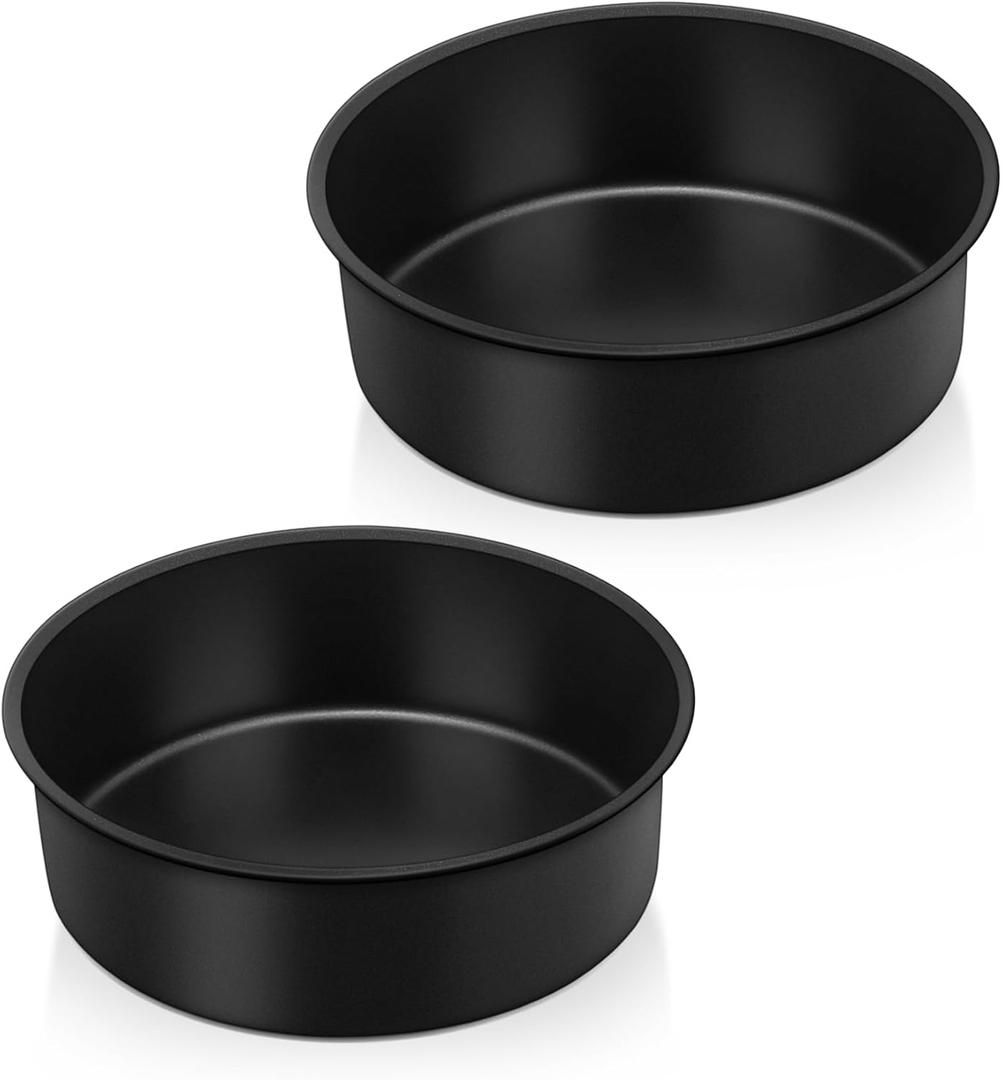 P&P CHEF Non-stick Cake Pan Set of 2,6 Inch Round Baking Cake Pans Tins for Tier Smash Cakes, Non-Toxic & Solid, Stainless Steel Core & Leak-Proof, 2Pcs