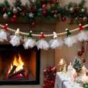 Christmas Green White Red Cute Snowman Xmas Bunting Garland Celebration Hanging Decorations for Holiday Christmas Party Supplies Home Fireplace Wall Window Decor (Green White Red Cute Snowman)