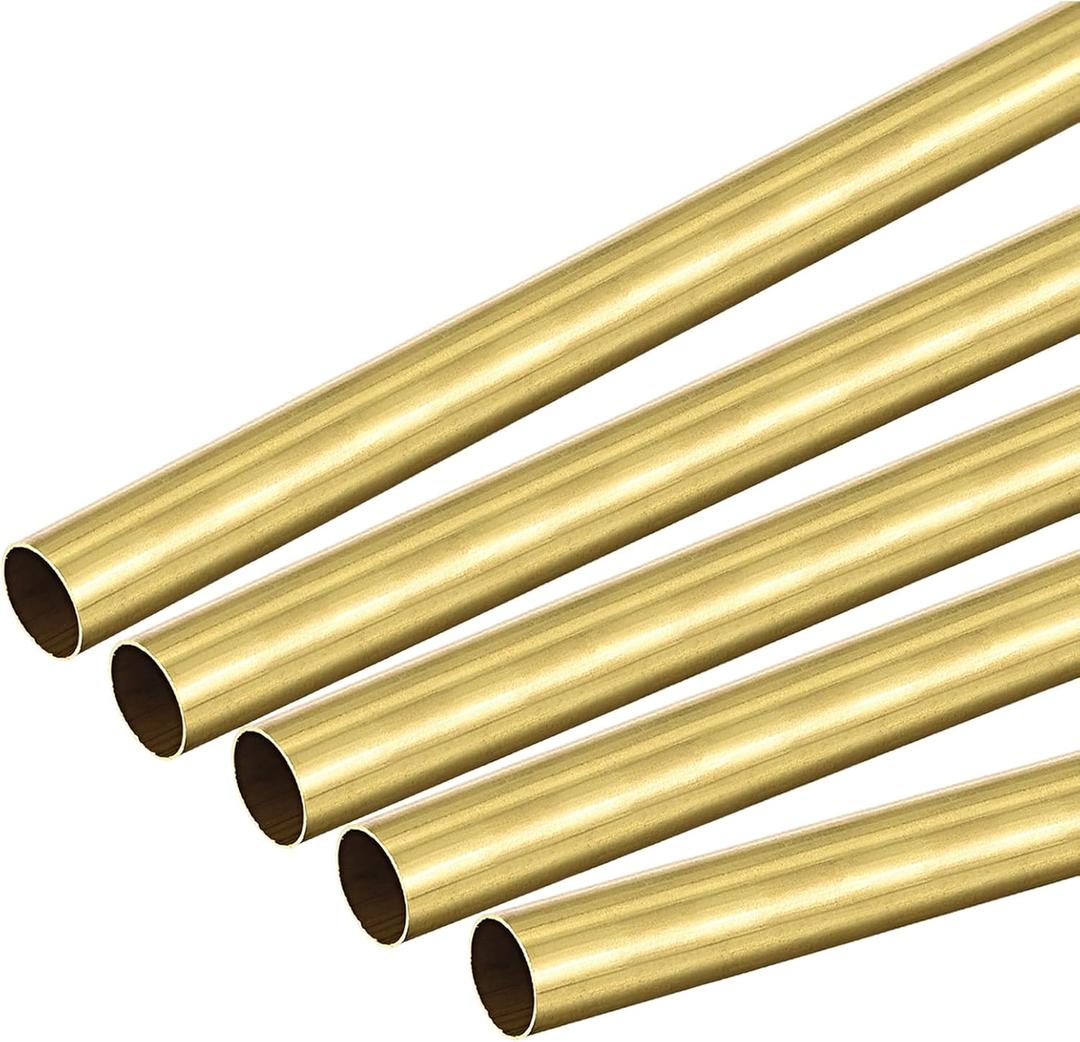 uxcell Brass Round Tube 7mm OD 0.2mm Wall Thickness 300mm Length Pipe Tubing 5 Pcs