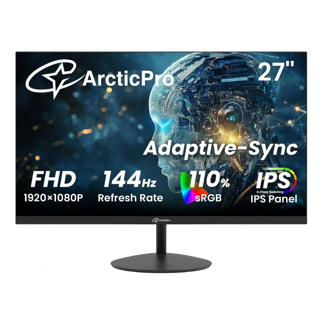ArcticPro 27 Inch Gaming Monitor 144Hz, FHD 1080p Computer Monitor, IPS