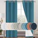 PrinceDeco Blackout Curtains 84 Inches Length 2 Panels Set 100% Blackout Curtains for Bedroom Living Room, Nursery, Office,Solid Linen Textured Curtains with White Liner,Blue Sapphire,42" W x 84" L