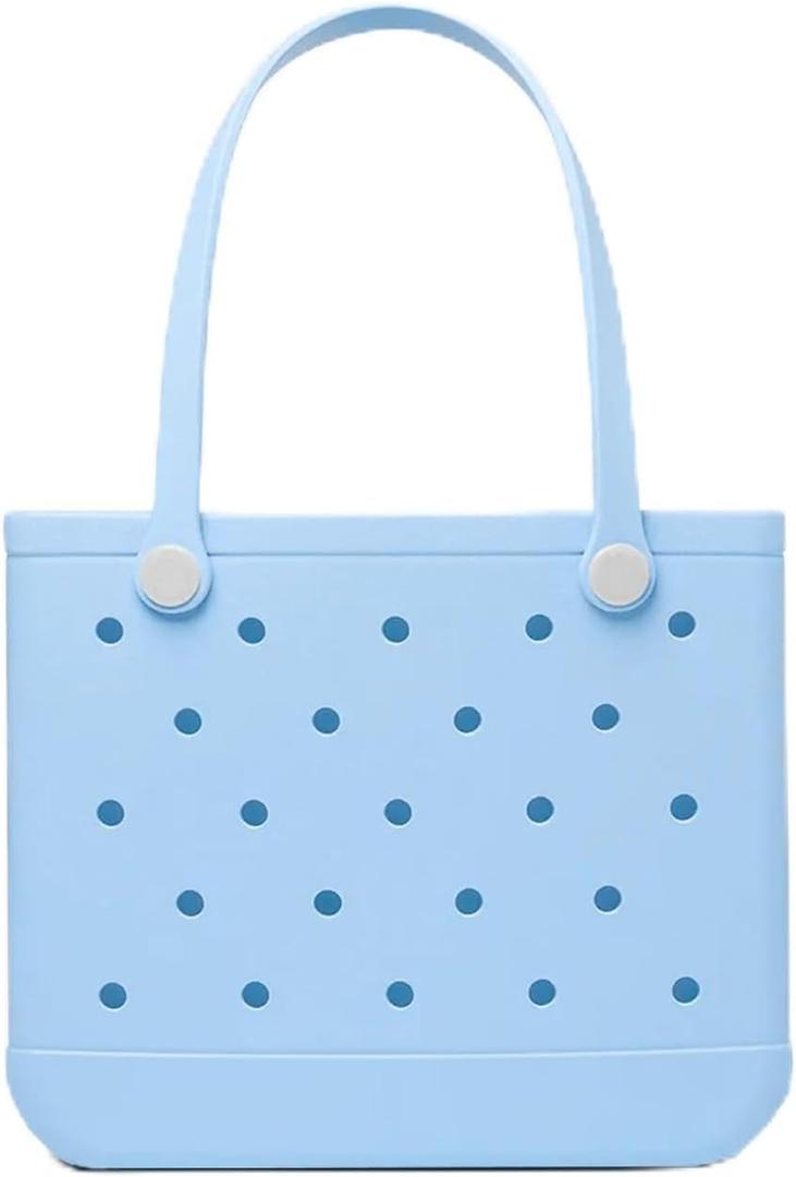 Large Tote Beach Bag, Waterproof & Sandproof & Washable, Shoulder Shopping Handbag Casual Tote for Pool, Groceries, Work (Sky Blue)