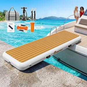 FBSPORT Inflatable Gangway for Boats Docks Yacht, Portable Non-Slip Floating Boarding Ramp with EVA Deck, Heavy Duty PVC Dock Bridge Platform, Floating Dock Gangway for Yacht Raft, 6.6ft