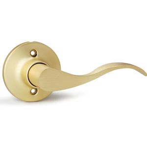 1 Pack Satin Brass Door Handles, Dummy Door Levers, Interior Door Knob Without Key, Closet Door Knobs, Door Handles for Right Side Door, Modern Wave Style