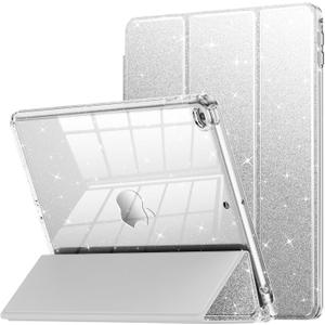 INFILAND Case for iPad 6th/5th Generation 9.7 Inch 2018/2017, iPad Air 2 Cute Glitter Clear Protective Cover for Kids, Girls, Woman, with Pencil Holder (Silver)