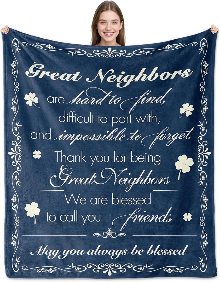 Neighbor Gifts, Best Neighbor House Warming Gift, for Neighbors, New Home Fannel Blanket 60x50 Inch, New Neighbor's Welcome Present, Farewell Gift for Neighbors Moving