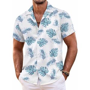COOFANDY Mens Hawaiian Shirt Short Sleeve Floral Button Down Shirts Tropical Summer Beach Shirts Camp Collar Shirt (Large, White- Palm Leaf) COOFANDY Mens Hawaiian Shirt Short Sleeve Floral Button Down Shirts Tropical Summer Beach Shirts Camp Collar Shirt (Large, White- Palm Leaf)