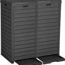 DWVO 76 Gallon Outdoor Resin Trash Can with Dual Lid and Drip Trays, 248 Quart Hideaway Garbage Bin for Porch, Backyard