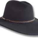 Oztrala Outback Fedora Australian Wool Felt HAT HW02 Mens Women Kids Leather Band Cowboy Western US (7, Black)