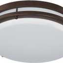 Good Earth Lighting Jordan 11-inch LED Flush Mount - Bronze, Dimmable, 1100 Lumen, 3000K, 50,000 Hour Rated Lamp Life