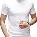 Mens T Shirt Short Sleeve Basic Mock Turtleneck Slim Fit Undershirt Pullover Thermal Solid Tops (XX-Large)