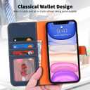 Zouzt for iPhone 11 6.1" Genuine Leather Wallet Case with Card Holder, for MagSafe Magnetic Wireless Charging, Flip Folio Book Kickstand Shockproof Cover Women Men iPhone 11 - Litchi Blue