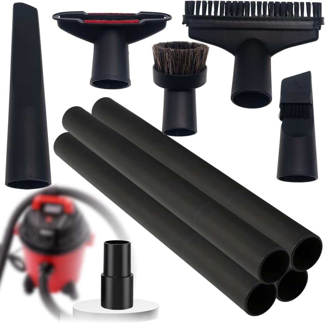 Universal 1.25 Inch (32MM) Vacuum Brush Attachments plus Extension Tubes & Adapter Kit for Small Shop Vacs Hose 1-1/4'' - Vacuum Extension Wand & Accessories for Small Shop Vac