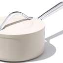 3.5qt Nonstick Ceramic Sauce Pan with Lid (8.19") Even Heat Distribution, Non Toxic & PFAS Free Healthy Cooking Pot for All Stovetops (Induction/Gas/Electric), Oven Safe 500F, Cream