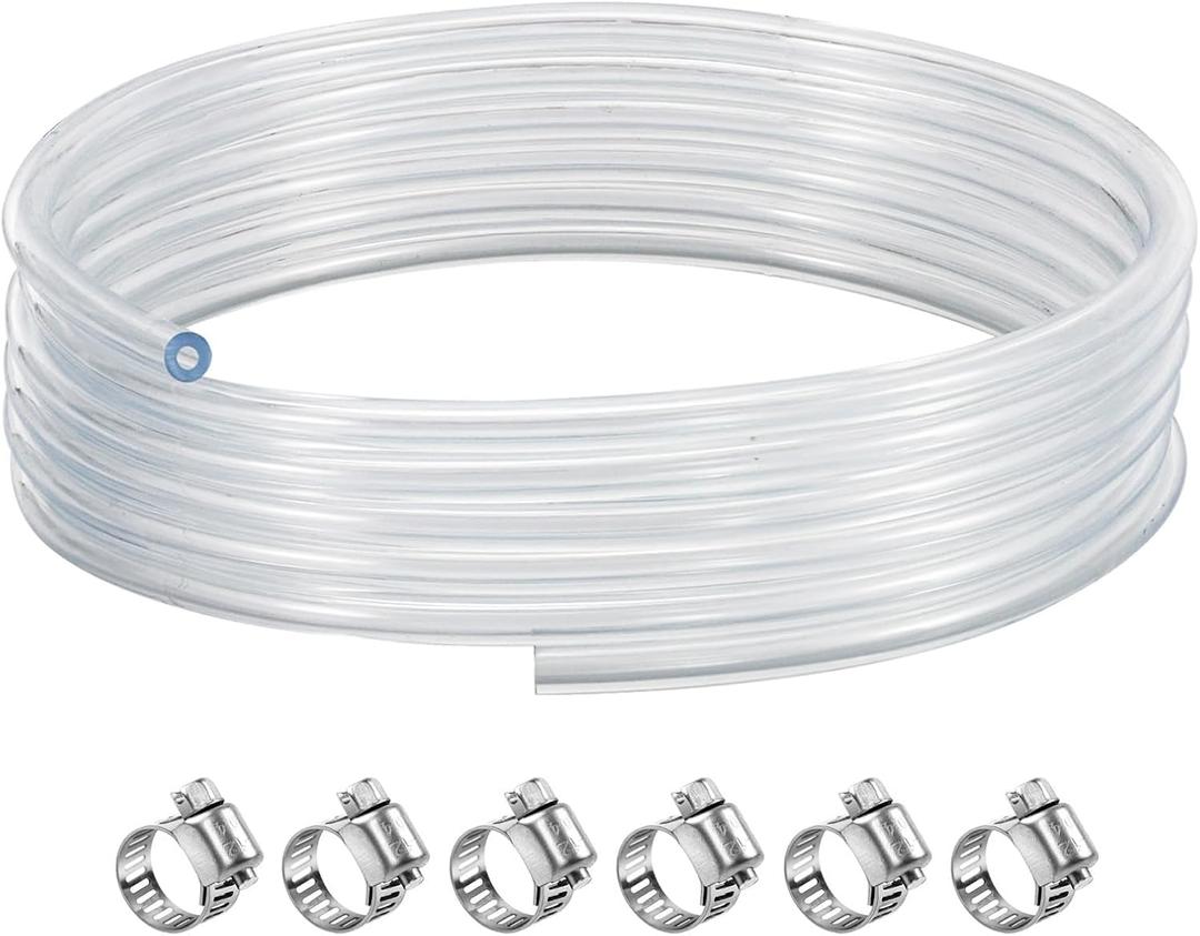 15FT Beer Hose Keg Line Tubing, 3/16 ID Beer Keg Line Beverage Tubing with Hose Clamps, Kegerator Draft Beer Dispensing Hose for Homebrew