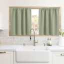 RYB HOME Cafe Blackout Curtains 24 inch Length, RV Curtains for Camper Windows, Mini Short Small Insulating Light UV Blocking Privacy Half Window Tiers, Width 42 by Length 24, Sage Green, 2 Panels