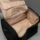 Nail Polish Organizer Bag Holds 80 Bottles (15ml/0.5fl.oz)& Nail Lamp, Soft Velvet Nail Kit Storage Carrying Case with Shoulder Strap, Double Layer Nail Supplies Organizer Handbag Women Black