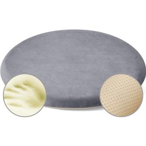 Memory Foam Seat Cushion Anti Slip Round Chair Pad, Kitchen Chair Cushion Detachable Stool Pad with Zipper 14" Comfortable Seat Pad for Office Dining Room Stool Chairs Grey
