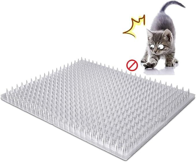 Aocoray 8 Pack Cat Deterrent Outdoor/Indoor Scat Mat, Pet Deterrent Training Mats, Keep Cats/Dogs Away Plastic Mats with Spikes, 12 Sq.ft, 16 x 13 Inches