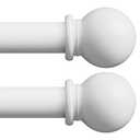 White Curtain Rods for Windows 28-48 inch, 2 Pack 5/8" Curtain Rod Set with Brackets, Splicing Adjustable Curtain Rod for Bedroom, Kitchen, Living Room, Matte White
