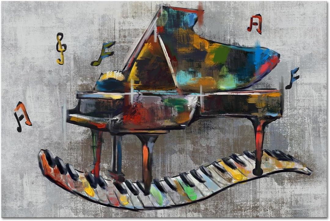 DuoBaorom Music Wall Art Musical Notes Studio Dcor Vintage Piano Painting 24x36inch
